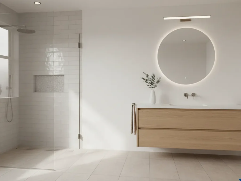 bathroom conversion modern fixtures clean layout