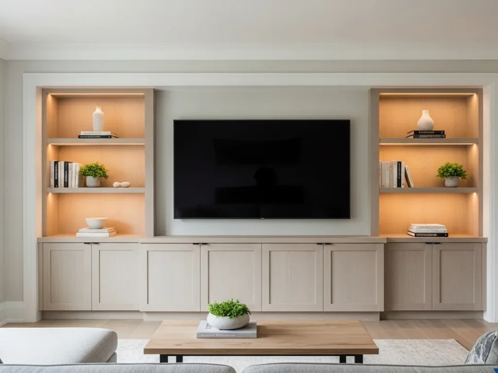 built in living room custom cabinet shelving indiana