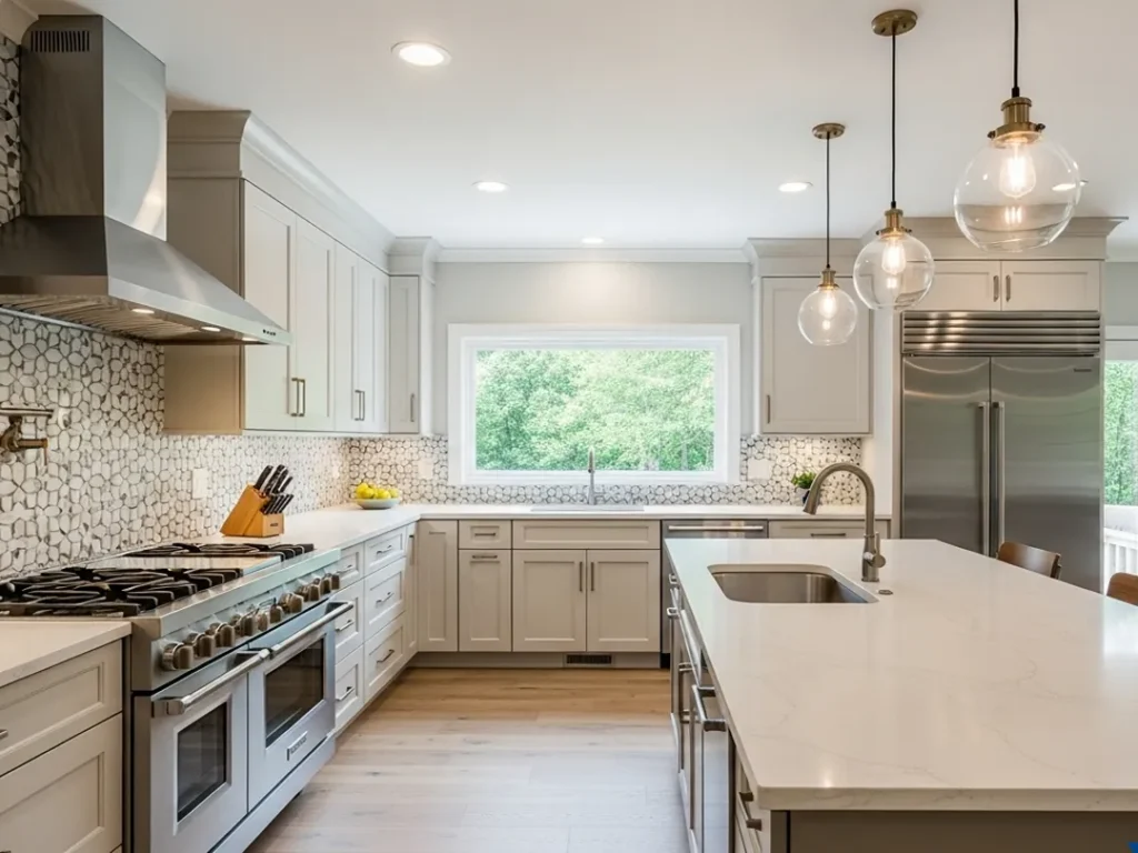 completed kitchen remodel open layout modern finishes