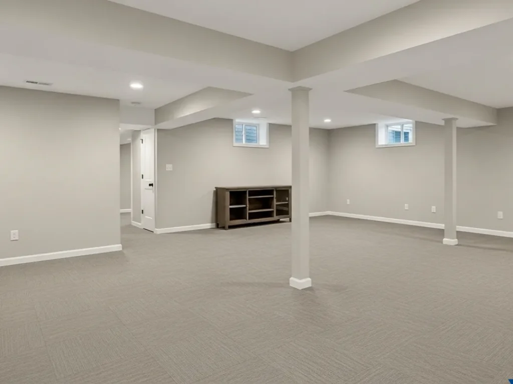 finished basement living area remodel indiana