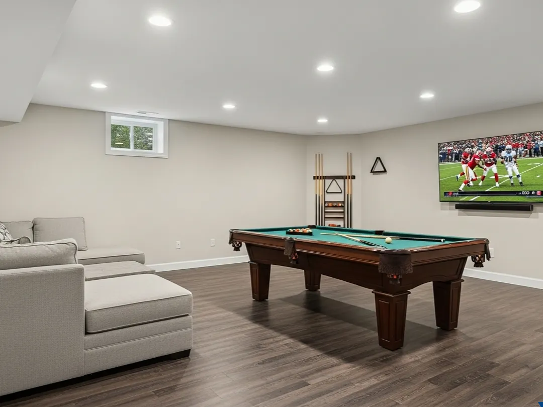 finished basement recreation room remodel indiana