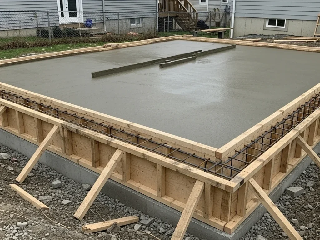 garage addition foundation pour concrete construction