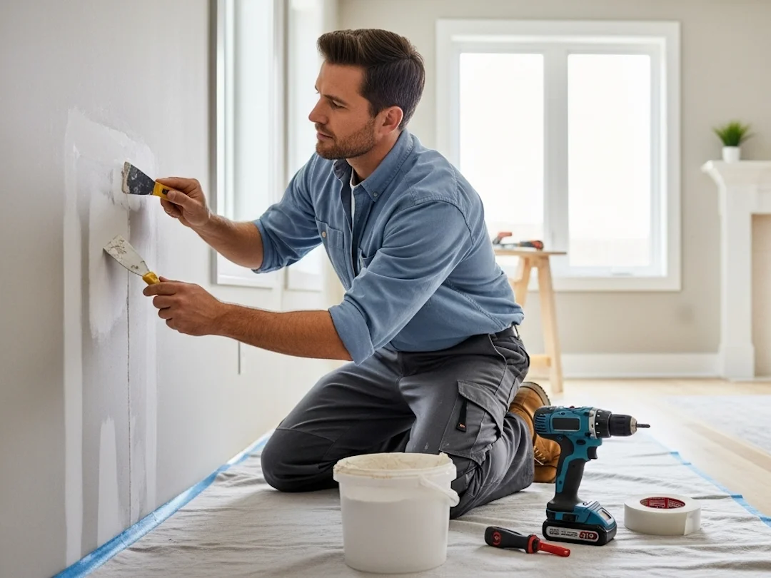 handyman patching drywall indiana home