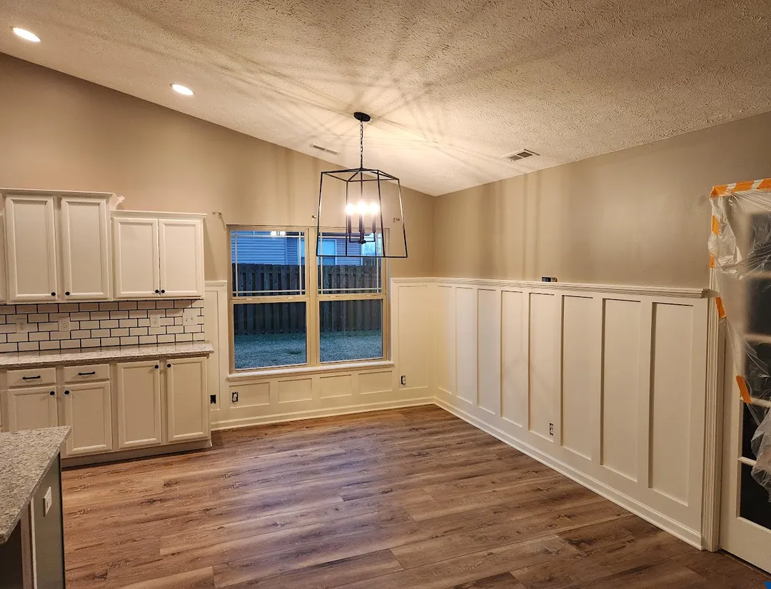 kitchen remodel blue subway tile detail grout in progress