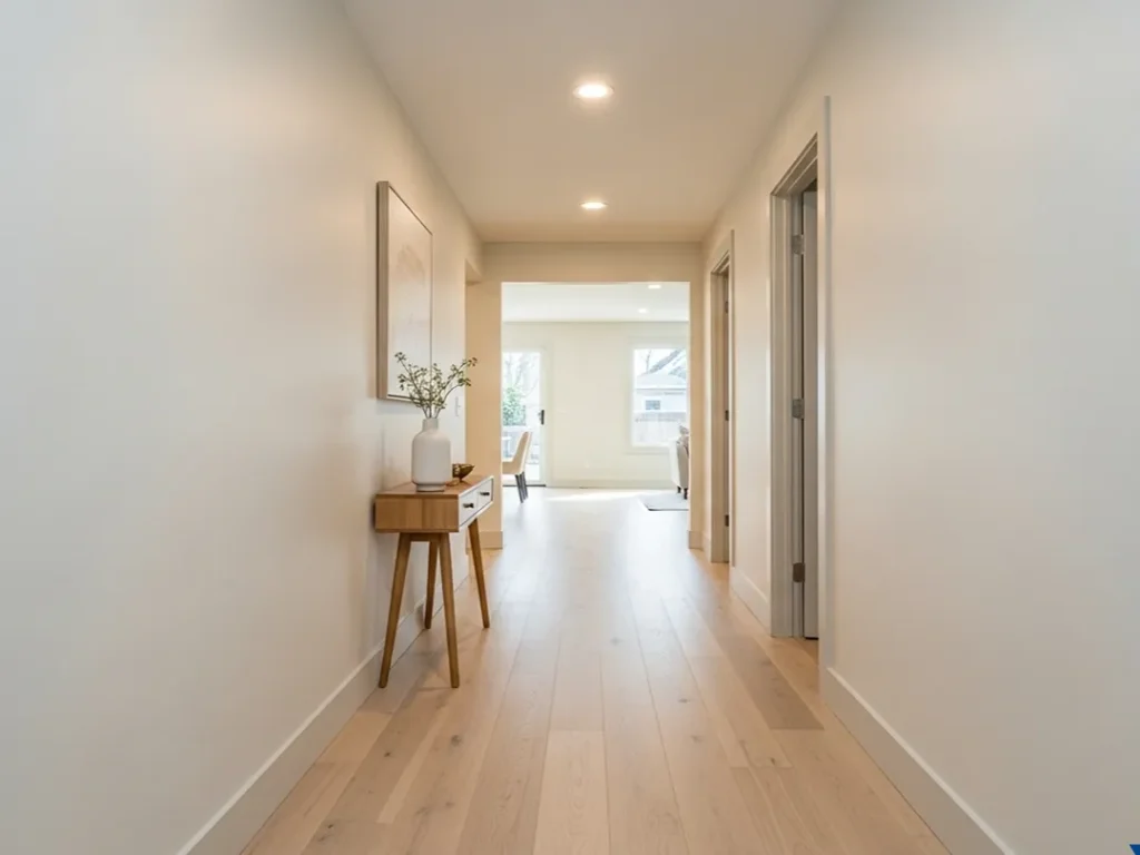 remodeled hallway living area consistent finishes indiana