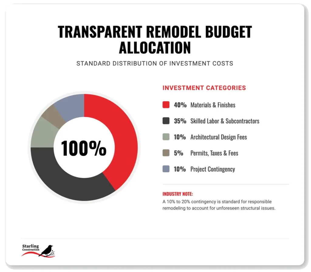 starling construction remodel budget allocation infographic