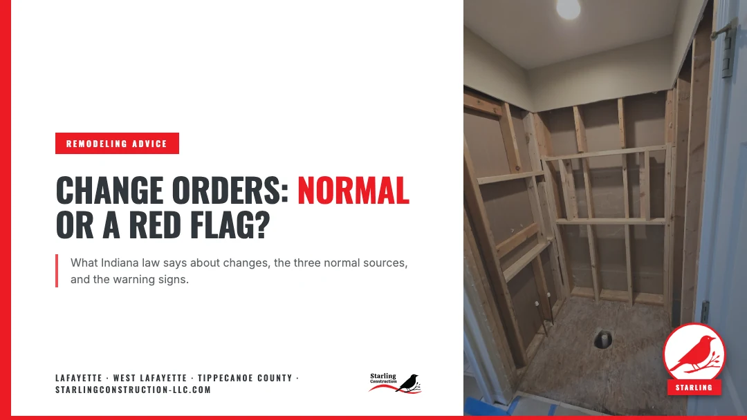Change orders, normal or a red flag: damaged subfloor found during a West Lafayette bathroom remodel